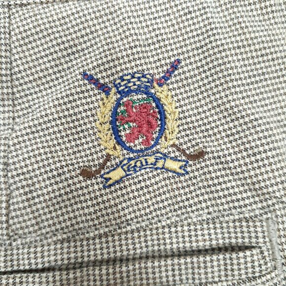 Vintage Tommy Hilfiger Golf Pants 36x34 Pleated Waist Adj Beige Houndstooth 69 - Picture 4 of 6